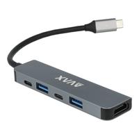 USB-C elosztó-HUB, HDMI+USB-C+2xUSB 3.0, PD, AVAX 