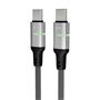 Töltőkábel, USB-C - USB-C, 60W, 2 m, AVAX "CB632 Steely LED", fekete