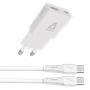 Hálózati töltő + USB-C - USB-C kábel, 1,5 m,  AVAX "CH6413", fehér