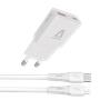 Hálózati töltő + USB-C - Lightning (Apple) kábel,  AVAX "CH6414", fehér