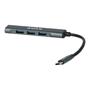 USB-C elosztó-HUB, 4 port, USB 3.0, AVAX "HB601", fekete