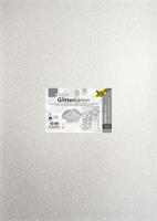 Dekorkarton tömb, csillámos, 1 oldalas, 50x70 cm, 300g, 5 lap, FOLIA, ezüst