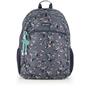 Hátizsák, iskolatáska, cipzáras, GABOL "Secret", szürke, virágmintás