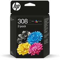 6L6S6UE Tintapatron multipack Deskjet 2900, Envy 6110e nyomtatókhoz, HP 308, fekete+színes, 160+120 oldal
