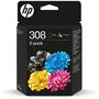 6L6S6UE Tintapatron multipack Deskjet 2900, Envy 6110e nyomtatókhoz, HP 308, fekete+színes, 160+120 oldal