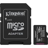 Memóriakártya, microSDXC, 128GB, C10/UHS-I/U1/V10/A1, Gen3, adapter, KINGSTON 