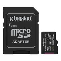 Memóriakártya, microSDXC, 512GB, C10/UHS-I/U3/V30/A1, Gen3, adapter, KINGSTON 