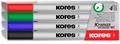 Tábla- és flipchart marker készlet, 1-3 mm kúpos, KORES "K-Marker W1", 4 különböző szín
