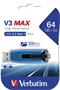 Pendrive, 64GB, USB 3.2, 175/80 MB/s, VERBATIM "V3 MAX", kék-fekete